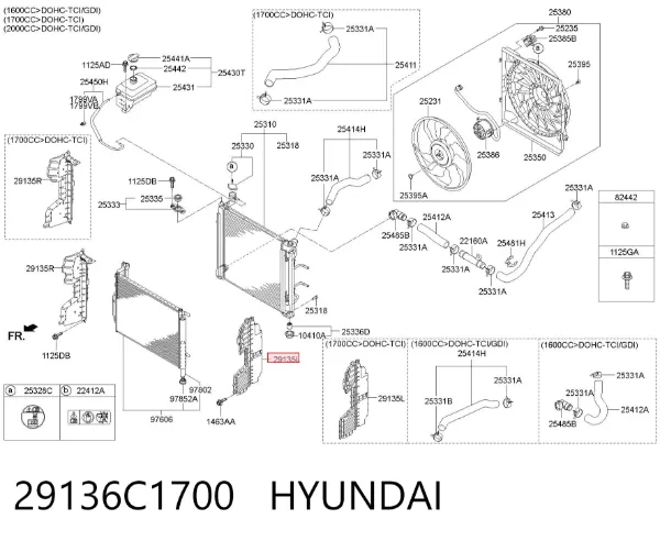 Левый дефлектор радиатора 29136C1700 Hyundai/Kia