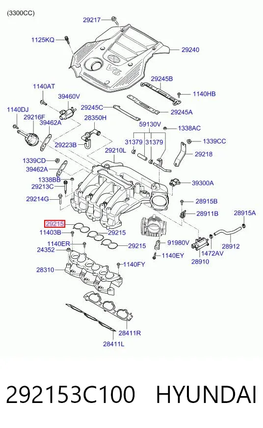Прокладка впускного коллектора 292153C100 Hyundai/Kia