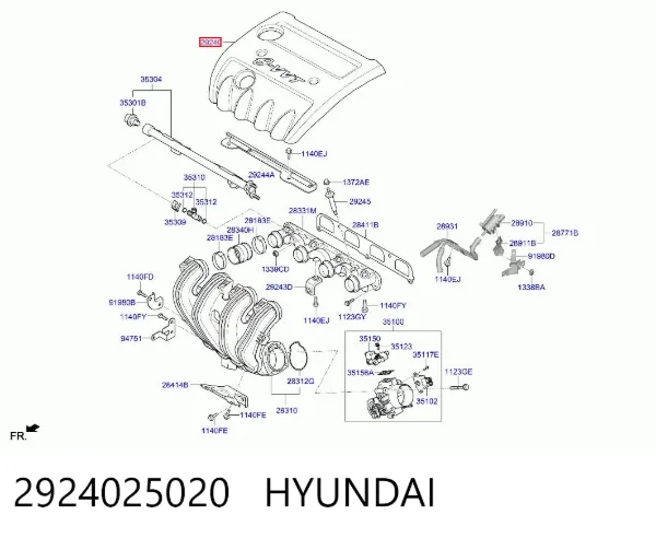 Крышка двигателя 2924025020 Hyundai/Kia