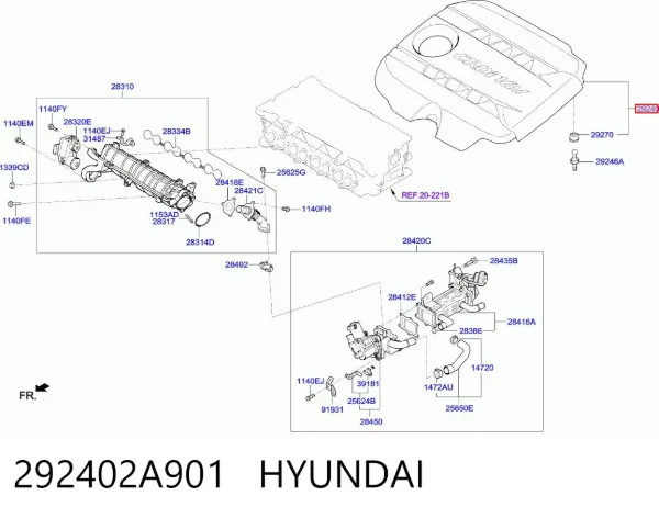 Крышка двигателя 292402A901 Hyundai/Kia