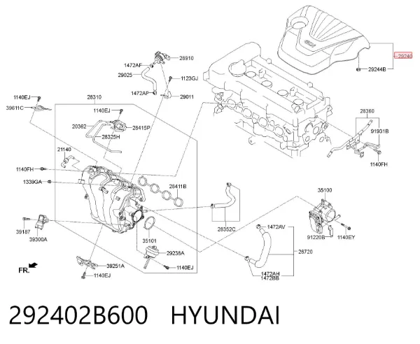Крышка двигателя 292402B600 Hyundai/Kia