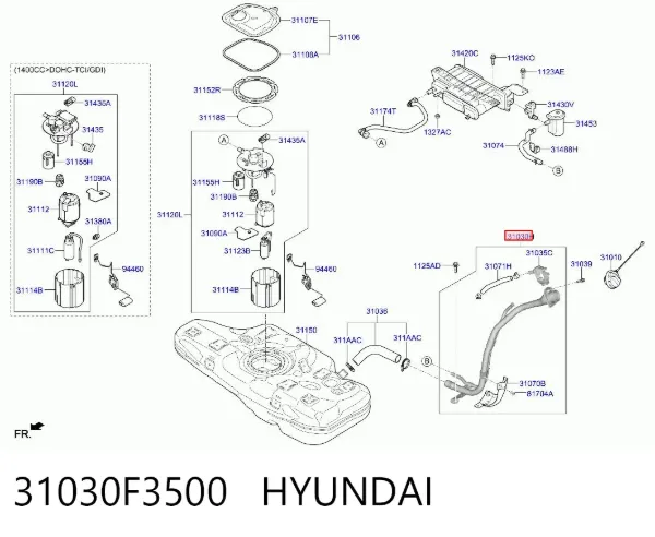 Горловина топливного бака 31030F3500 Hyundai/Kia