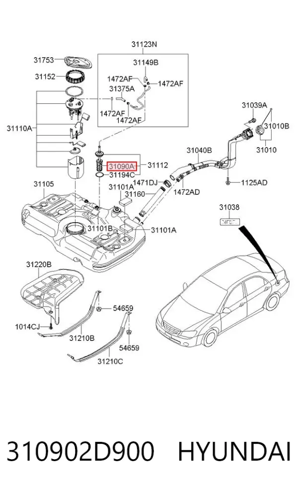 Топливный фильтр 310902D900 Hyundai/Kia