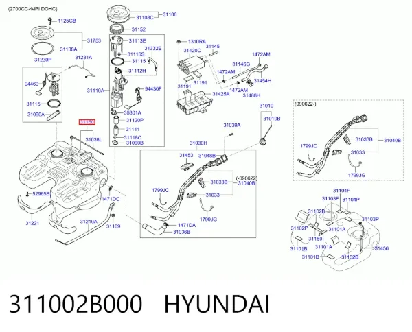 Бензобак 311002B000 Hyundai/Kia