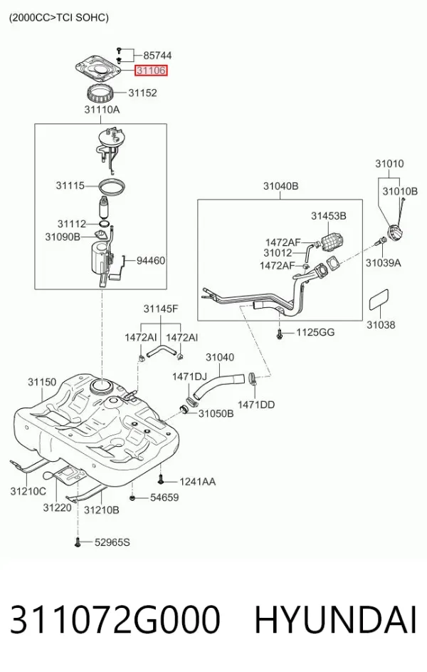 Крышка бензобака 311072G000 Hyundai/Kia