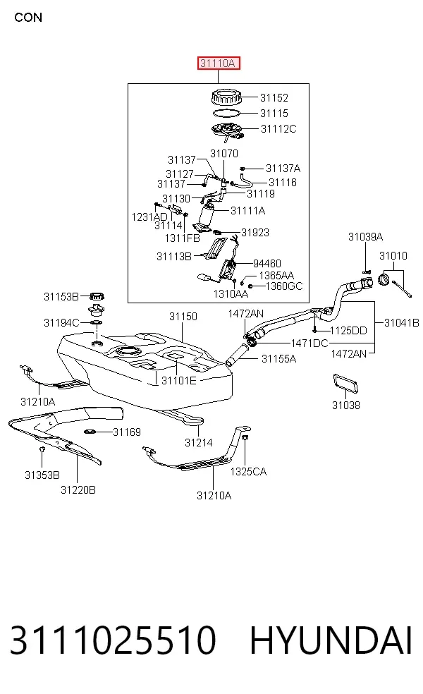 Бензонасос 3111025510 Hyundai/Kia