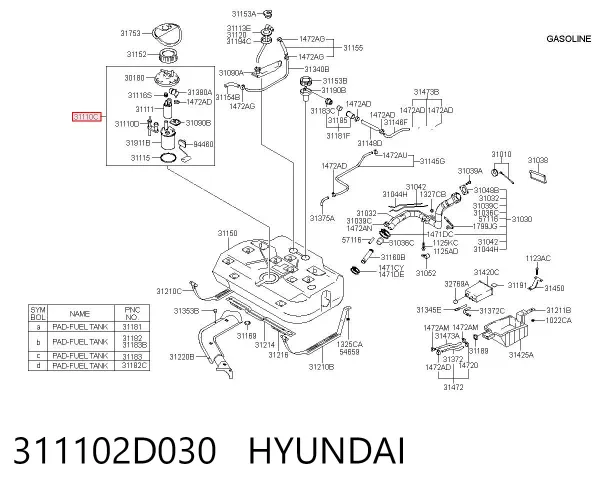 Бензонасос 311102D030 Hyundai/Kia