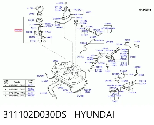 Бензонасос 311102D030DS Hyundai/Kia