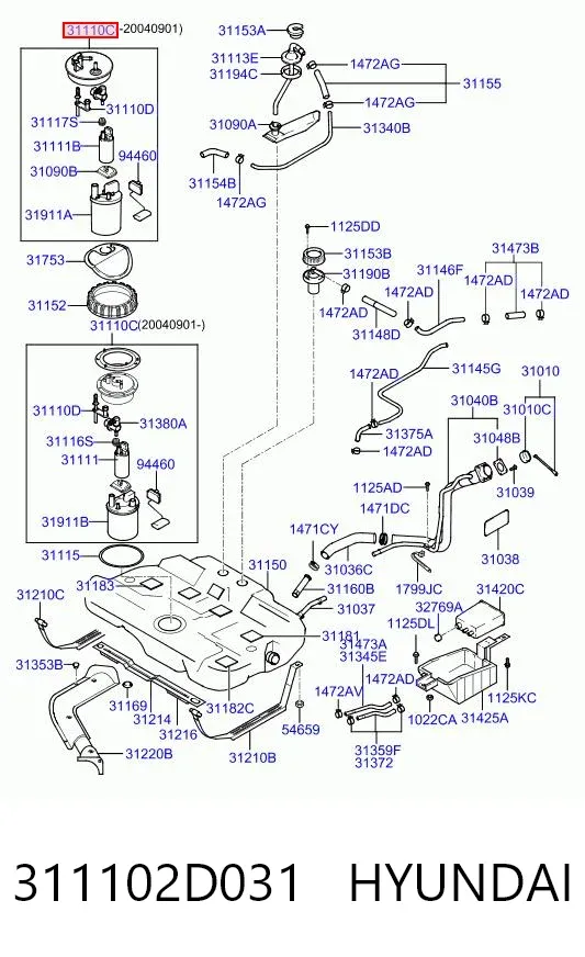Бензонасос 311102D031 Hyundai/Kia