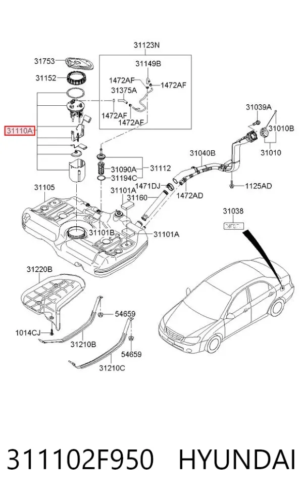 Бензонасос 311102F950 Hyundai/Kia
