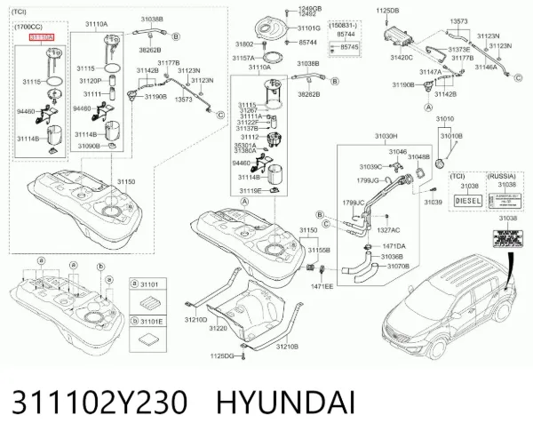 Бензонасос 311102Y230 Hyundai/Kia