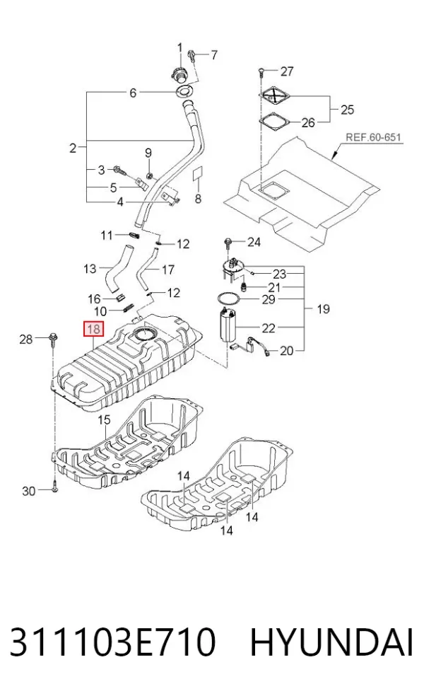 Бензобак 311103E710 Hyundai/Kia