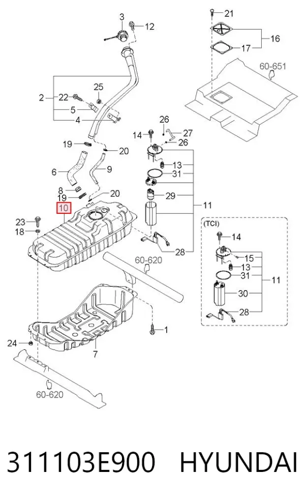 Бензобак 311103E900 Hyundai/Kia