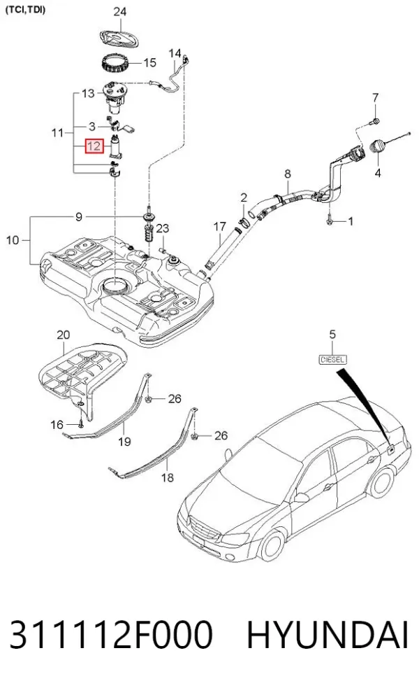 Элемент-турбинка топливного насоса 311112F000 Hyundai/Kia