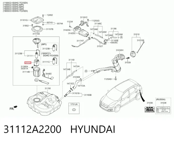 Бензонасос 31112A2200 Hyundai/Kia