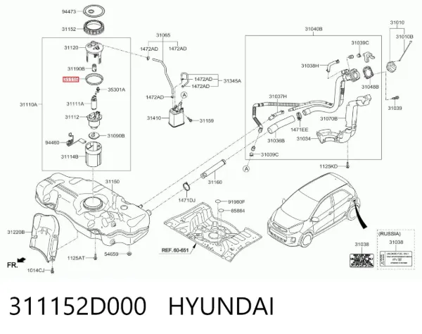 Прокладка топливного насоса 311152D000 Hyundai/Kia