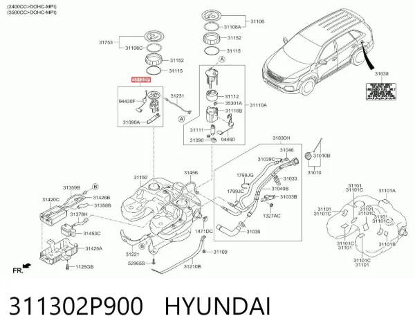 Датчик уровня топлива Hyundai Santa Fe II