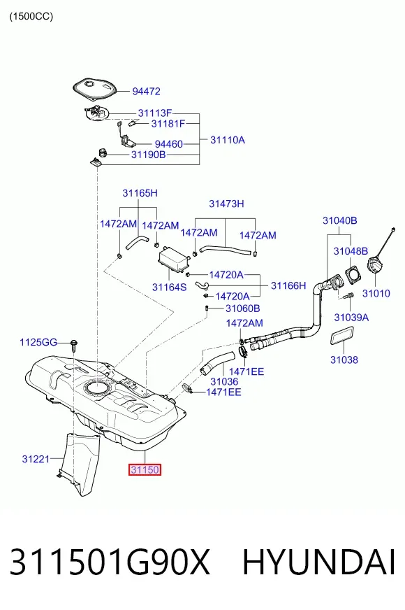 Бензобак 311501G90X Hyundai/Kia