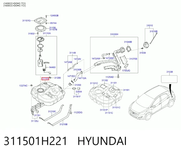 Бензобак 311501H221 Hyundai/Kia
