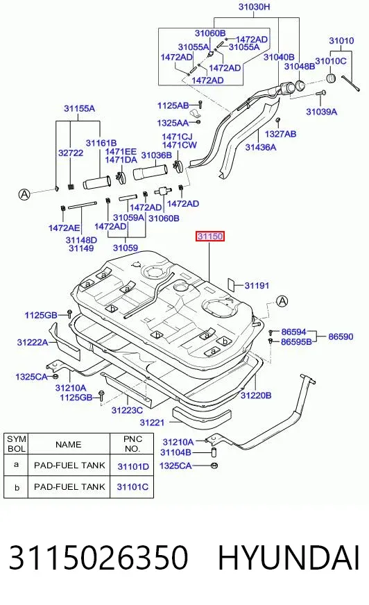 Бензобак 3115026350 Hyundai/Kia