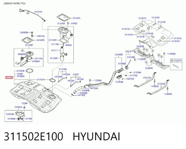 Бензобак 311502E100 Hyundai/Kia