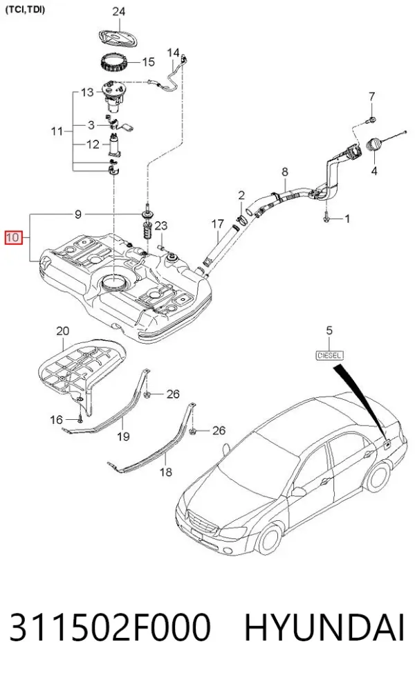 Бензобак 311502F000 Hyundai/Kia
