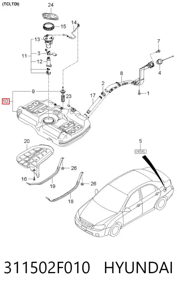 Бензобак 311502F010 Hyundai/Kia