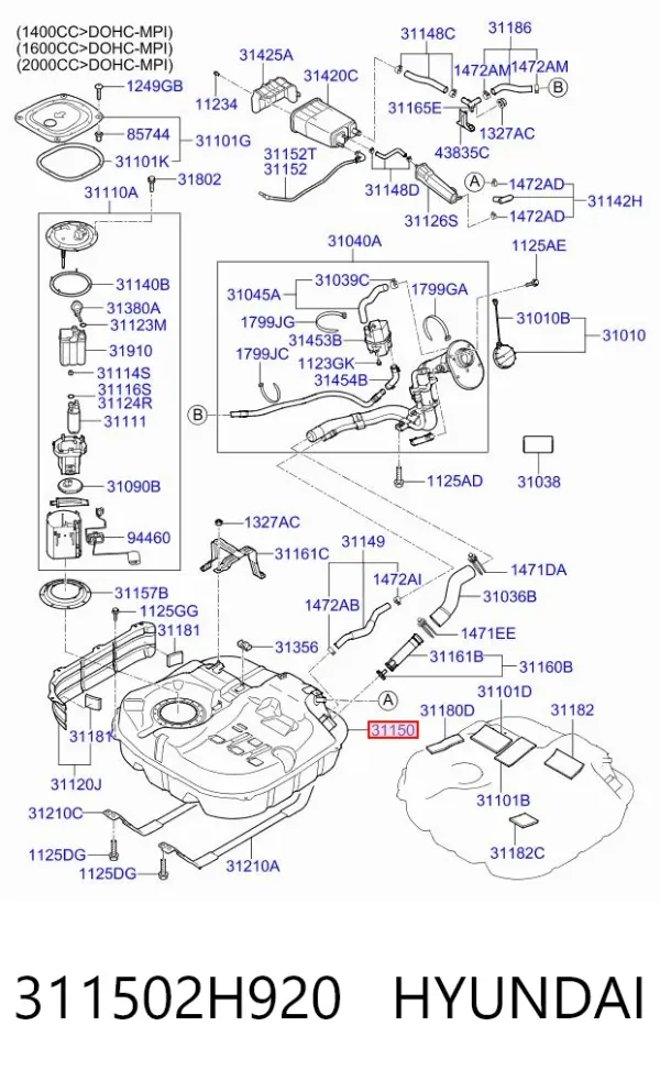 Бензобак 311502H920 Hyundai/Kia