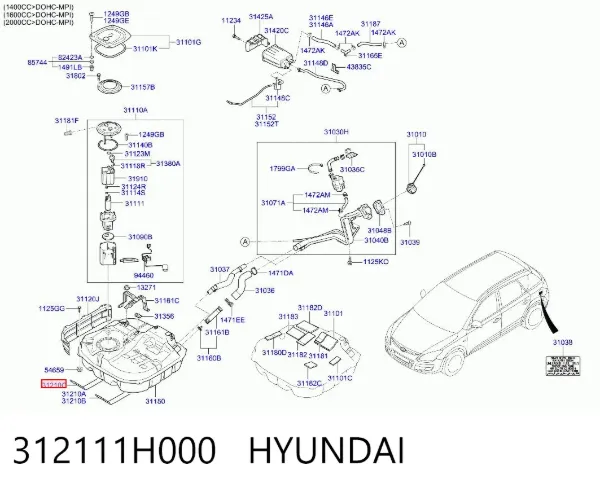 Кронштейн бака топливного 312111H000 Hyundai/Kia