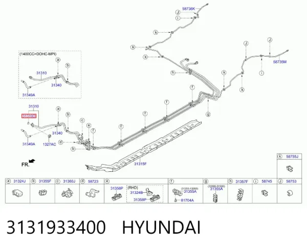 Кольцо уплотнительное топливной трубки 3131933400 Hyundai/Kia