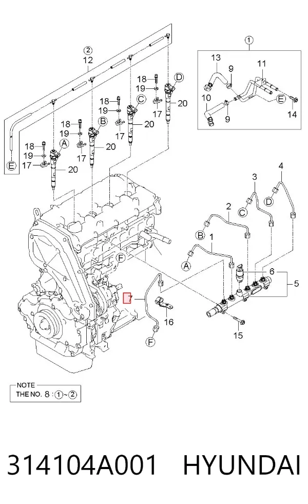 Топливная трубка от ТНВД 314104A001 Hyundai/Kia
