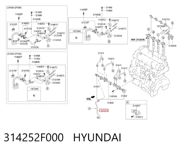 Топливная трубка от ТНВД 314252F000 Hyundai/Kia