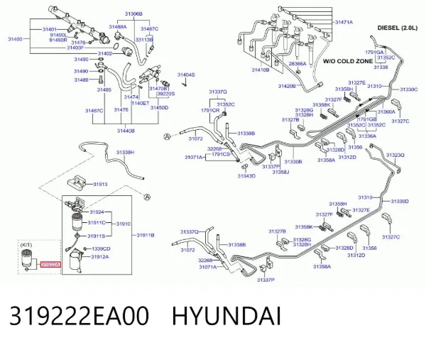 Топливный фильтр 319222EA00 Hyundai/Kia