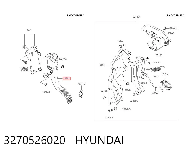 Педаль газа 3270526020 Hyundai/Kia
