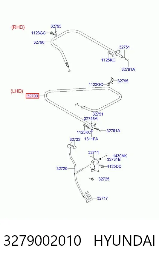 Трос газа 3279002010 Hyundai/Kia