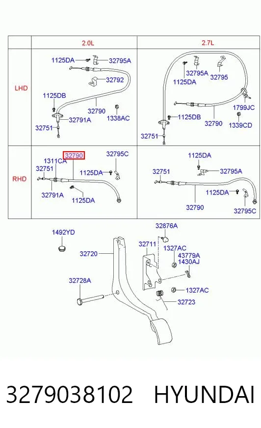 Педаль газа 3279038102 Hyundai/Kia