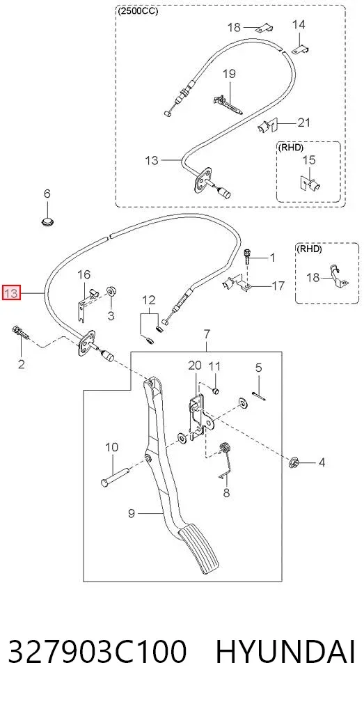 Педаль газа 327903C100 Hyundai/Kia