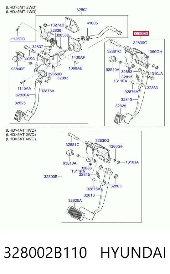 Педаль тормоза 328002B110 Hyundai/Kia
