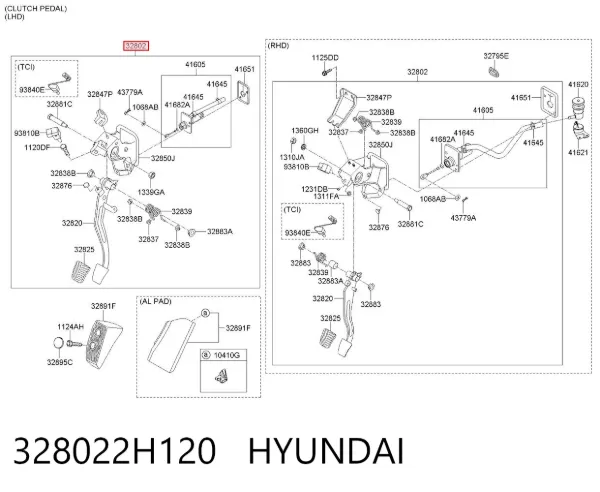 Педаль сцепления 328022H120 Hyundai/Kia