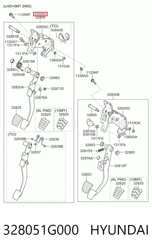 Педаль сцепления 328051G000 Hyundai/Kia