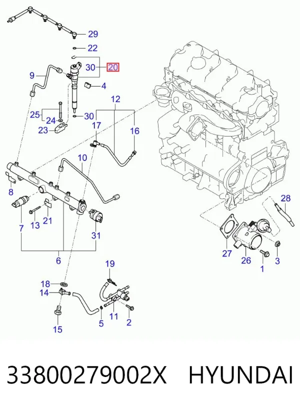 Топливные форсунки 33800279002X Hyundai/Kia
