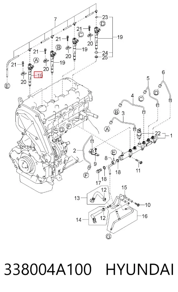 Топливные форсунки 338004A100 Hyundai/Kia