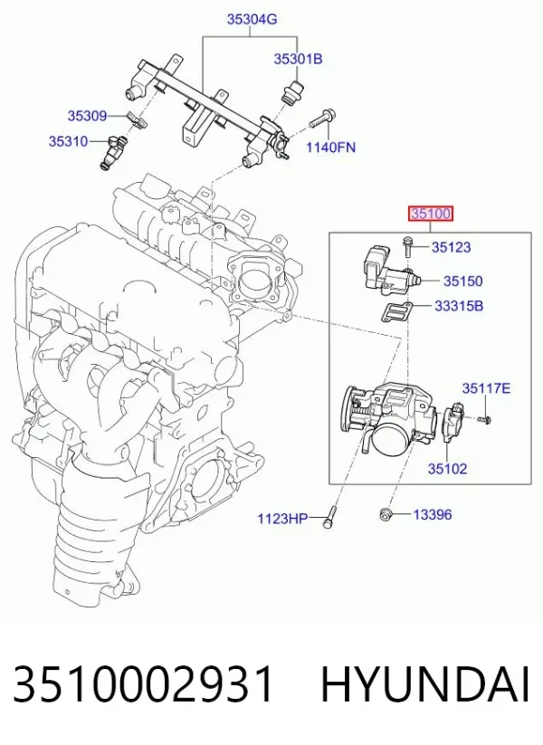 Дроссельная заслонка 3510002931 Hyundai/Kia