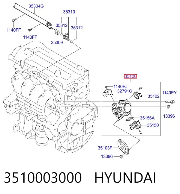 Дроссельная заслонка 3510003000 Hyundai/Kia