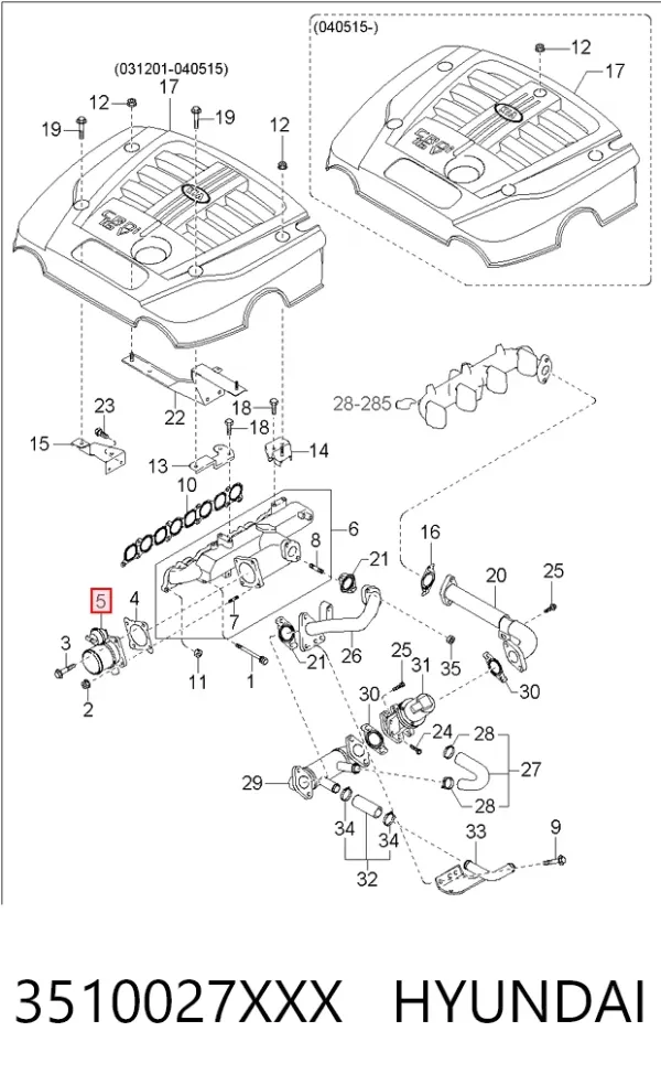Дроссельная заслонка 3510027XXX Hyundai/Kia