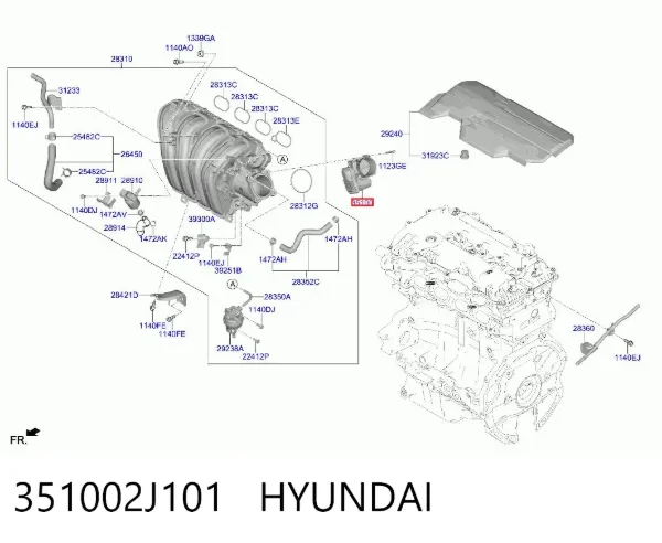 Дроссельная заслонка 351002J101 Hyundai/Kia