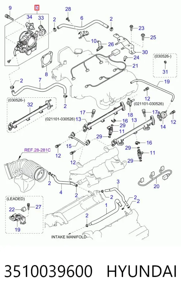 Дроссельная заслонка 3510039600 Hyundai/Kia
