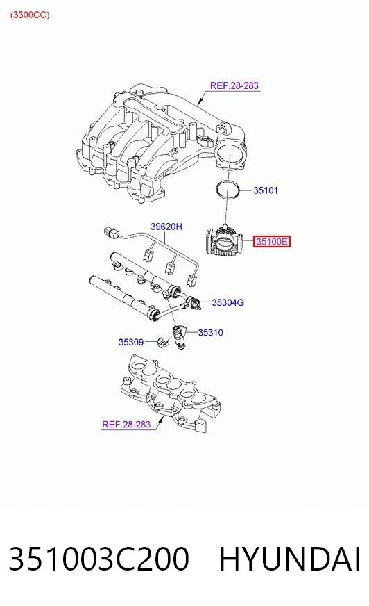 Дроссельная заслонка 351003C200 Hyundai/Kia