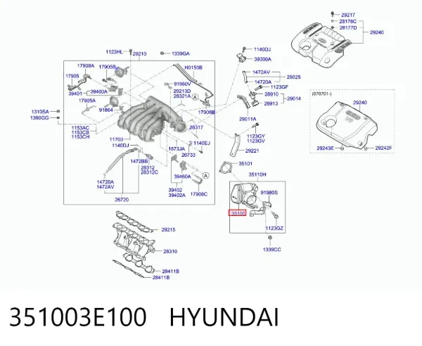Дроссельная заслонка 351003E100 Hyundai/Kia