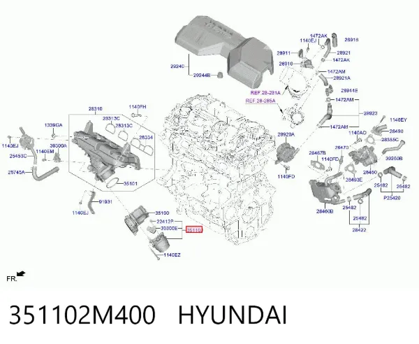 Патрубок дроссельной заслонки 351102M400 Hyundai/Kia